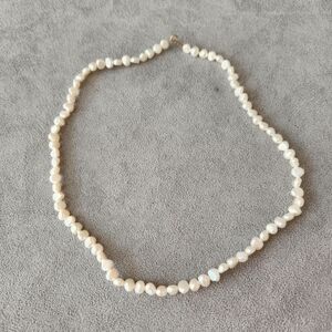 Vintage Keshi Pearls Necklace White Beaded 14K Gold Irregular Baroque Formal